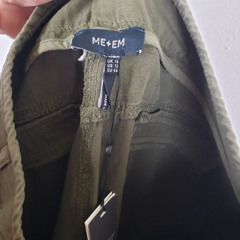 Women's ME+EM NWT Olive Green Oversized Cargo Wide Leg Pants Size 12 - Picture 12 of 12